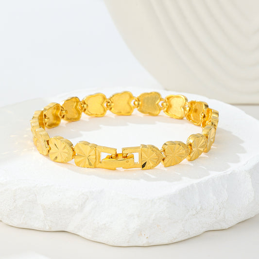 MY2097 24K Gold-Plated Copper Bracelet [Heart Design]