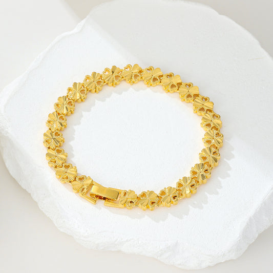 MY2098  24K Gold-Plated Copper Bracelet with Flower Design