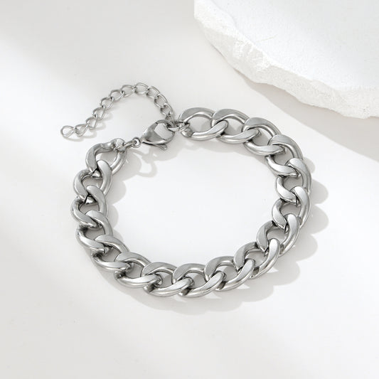 MY2105 Stainless Steel Adjustable Wide Cuban Bracelet Plated with Real Gold