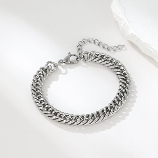 MY2108 Stainless Steel Adjustable Cuban Bracelet Plated with Real Gold
