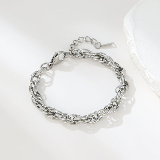 MY2111 Stainless Steel Adjustable Rope Chain Bracelet Plated with Real Gold
