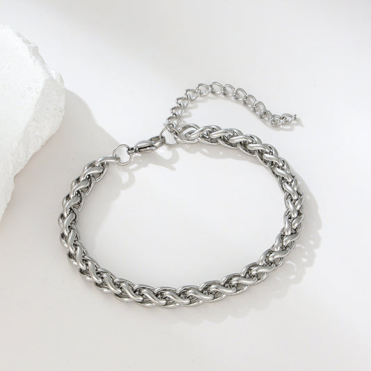 MY2112 Stainless Steel Adjustable Cross-Cuban Chain Bracelet Plated with Real Gold