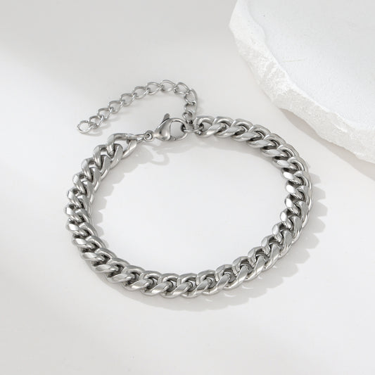 MY2117 Stainless Steel Adjustable Cuban Chain Bracelet Plated with Real Gold