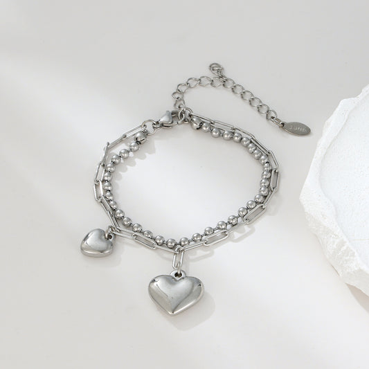 MY2122 Stainless Steel Adjustable AB Chain Bracelet Plated with Real Gold