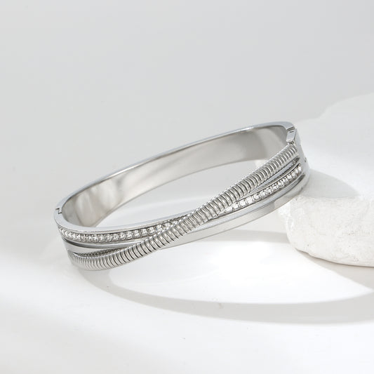 MY2146 Stainless Steel Openable Wide Bangle  (2.4inch)