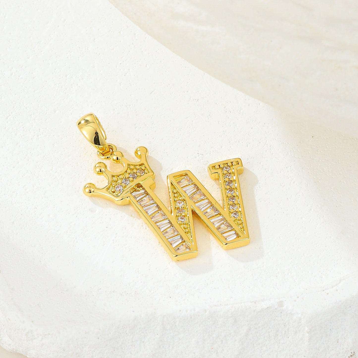 MY2043 Gold-Plated Copper Alphabets Pendants with Crown Design