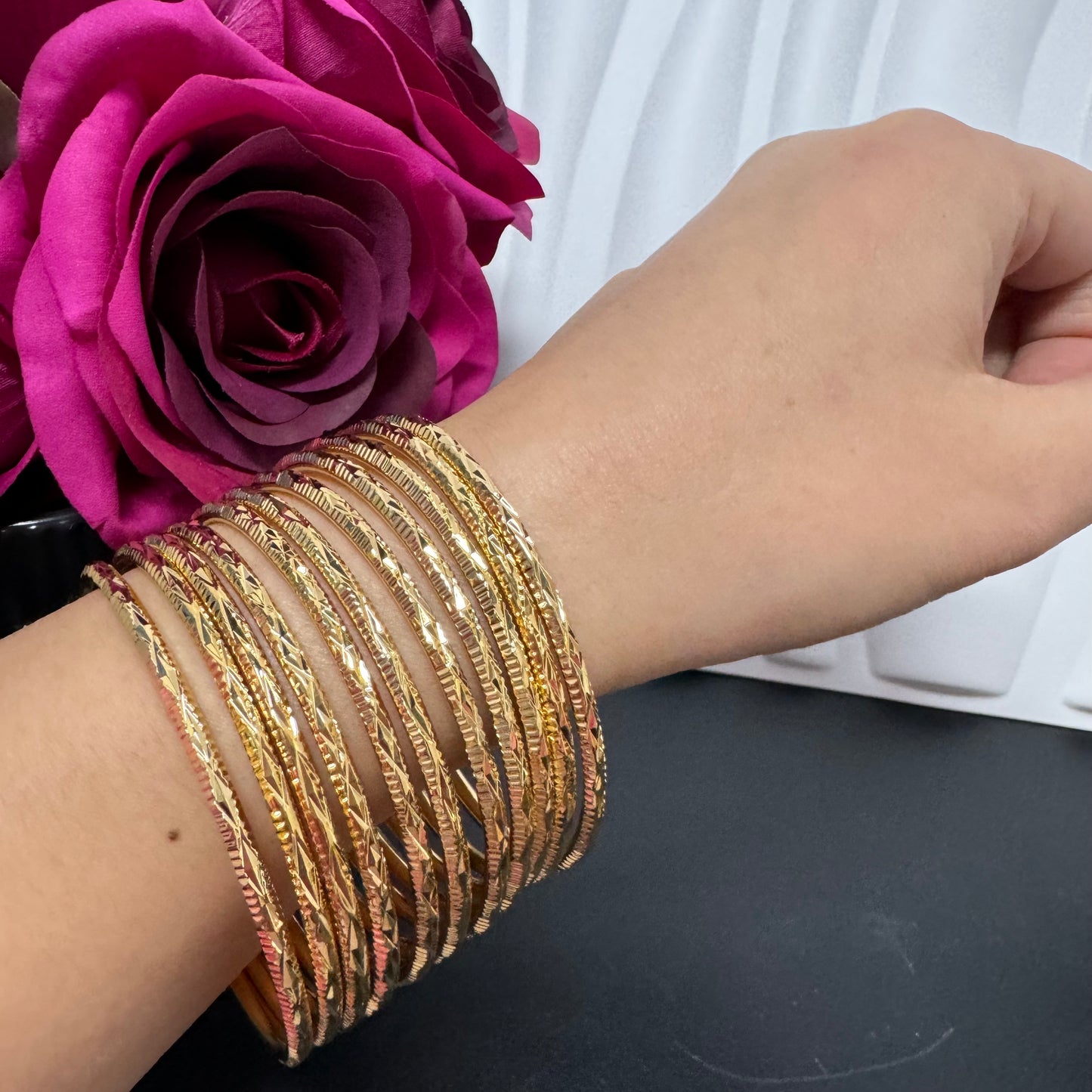 Ethlyn Small  fixed size 24KGP Copper Bangles Sets wholesale