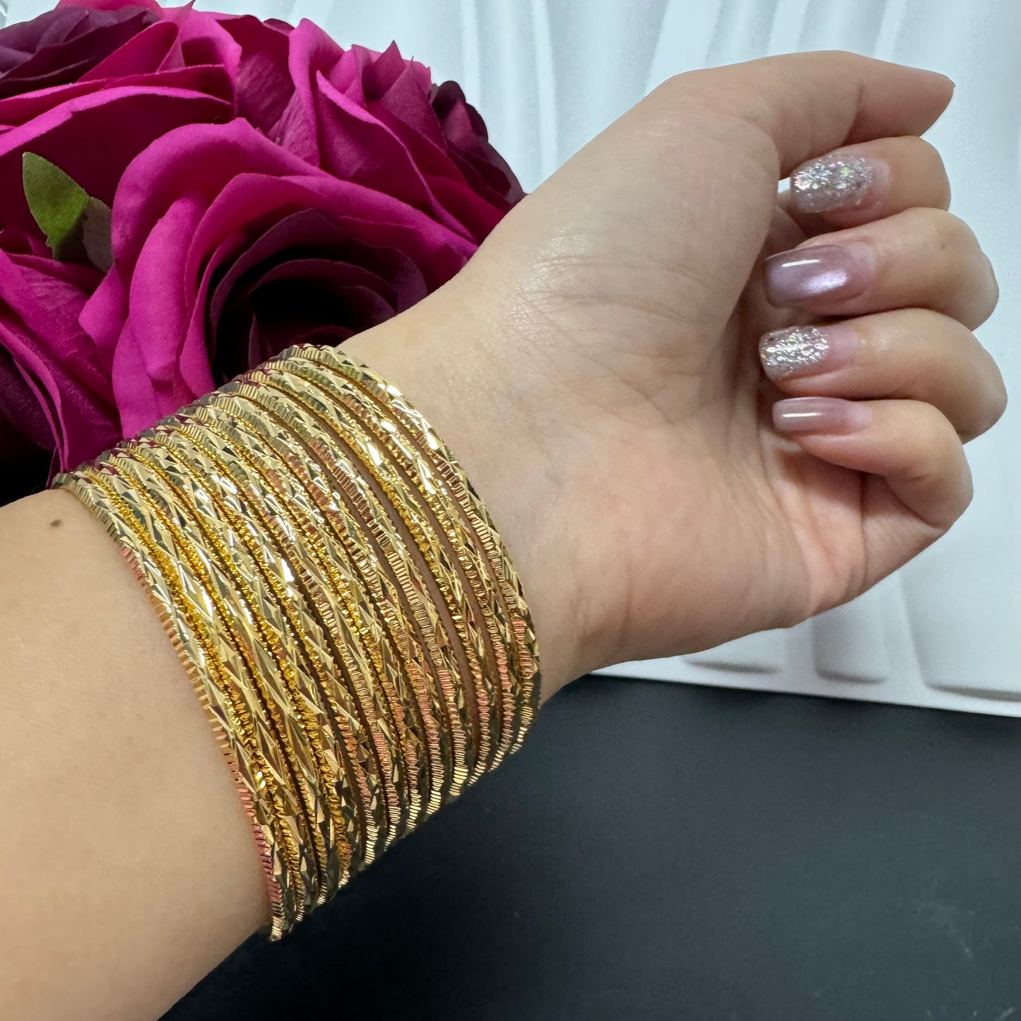 Ethlyn Small  fixed size 24KGP Copper Bangles Sets wholesale