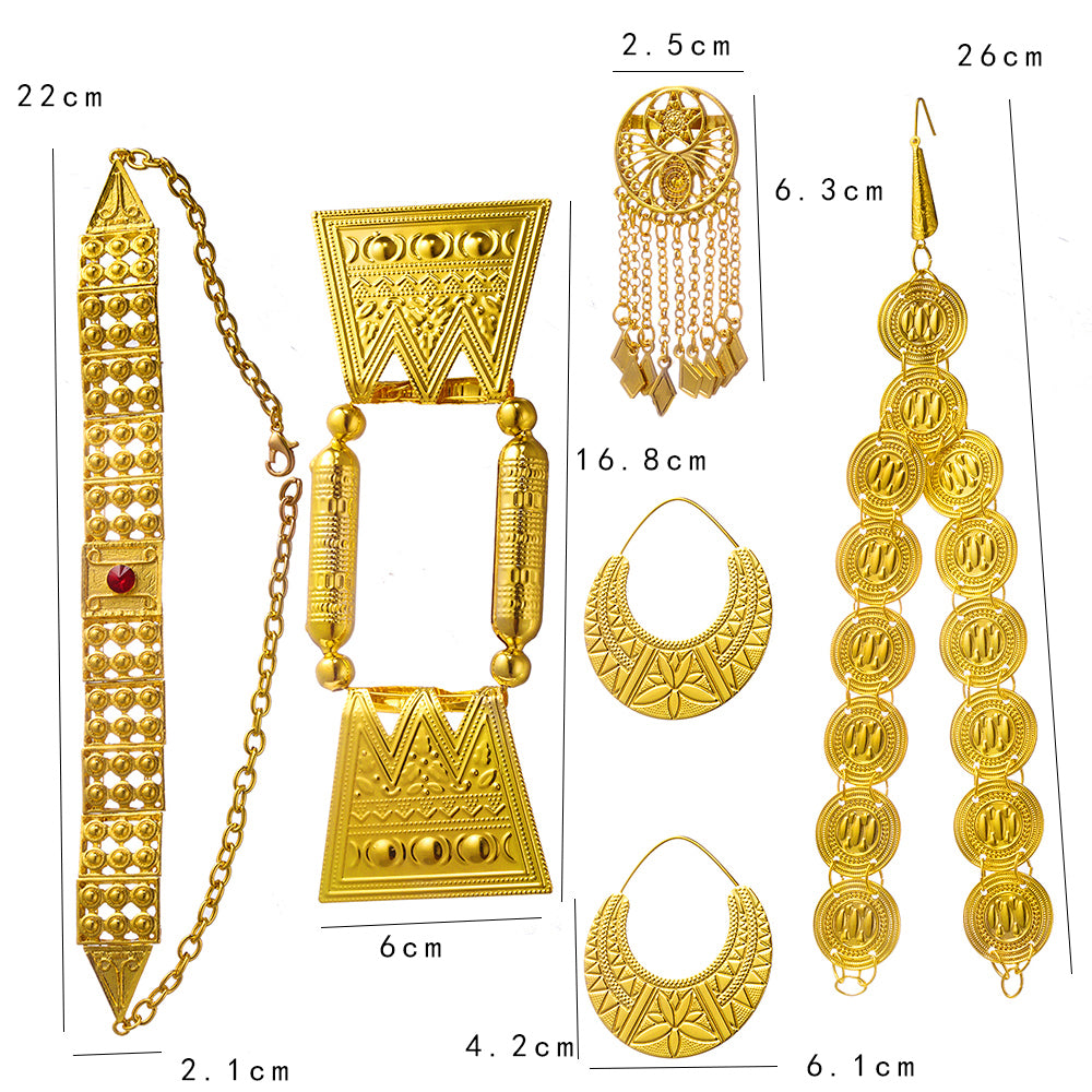 Gold Color Red Stone  Eritrean Traditional Wedding Jewelry Sets Wedding Bridal Gifts for Women