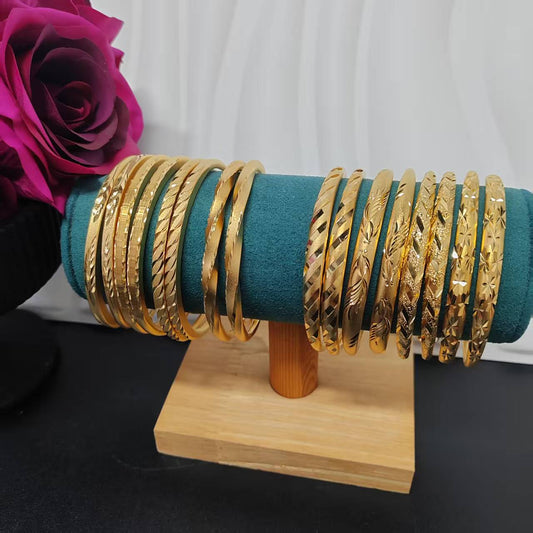 2pcs/bag 24KGP Copper adjustable size bangles golden copper women bangles