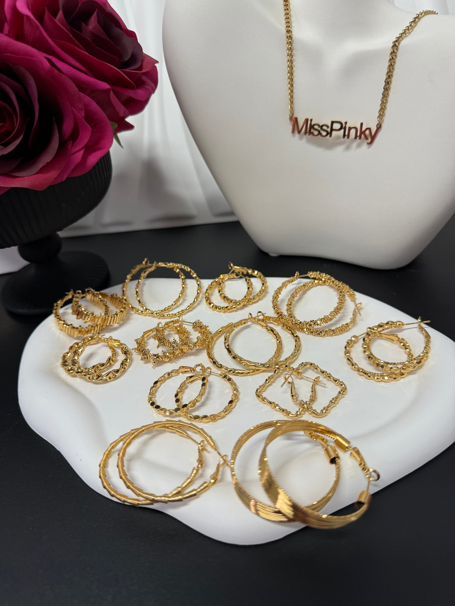 3pairs/pack 18KGP middle size hoop earrings gifts for her