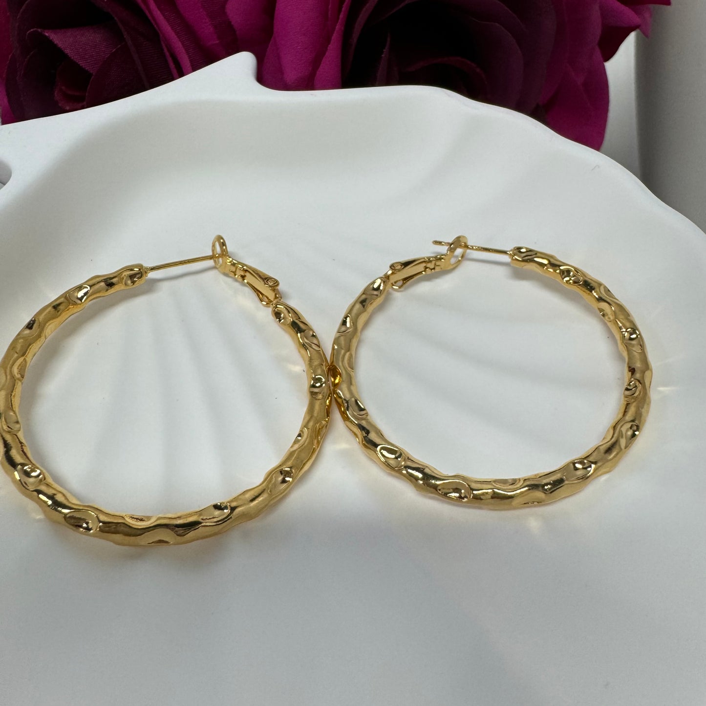 3pairs/pack 18KGP middle size hoop earrings gifts for her