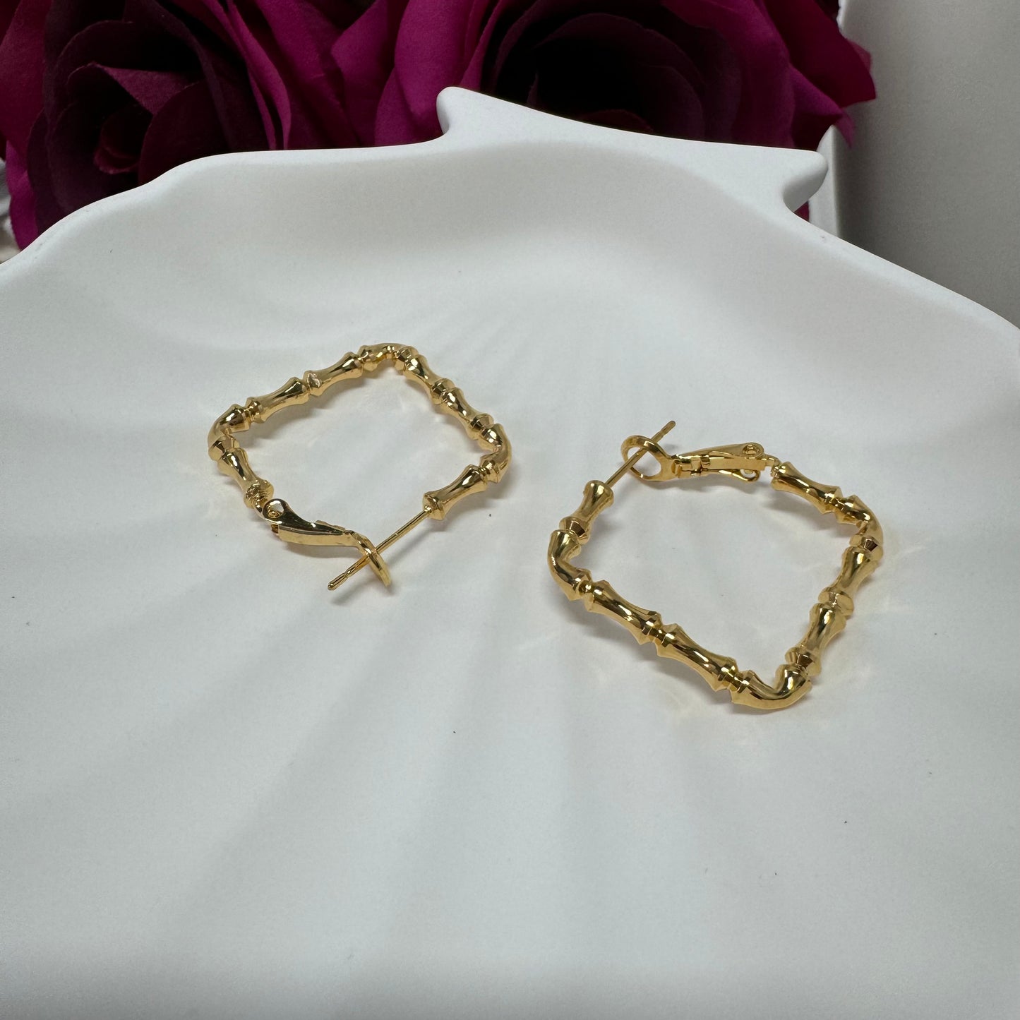 3pairs/pack 18KGP middle size hoop earrings gifts for her