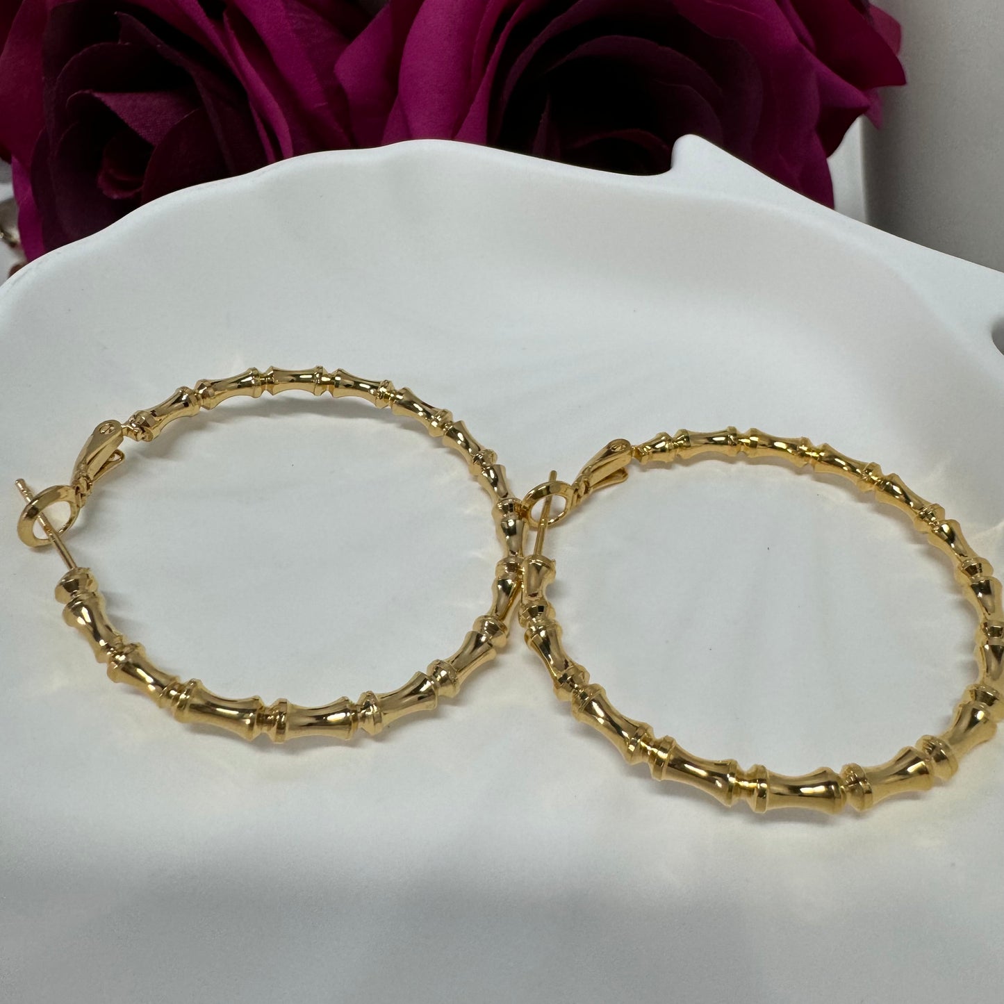 3pairs/pack 18KGP middle size hoop earrings gifts for her