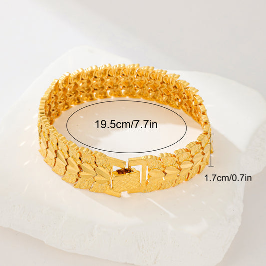 MY2080  24K Gold-Plated Copper Bracelet [Wide Chain Design]