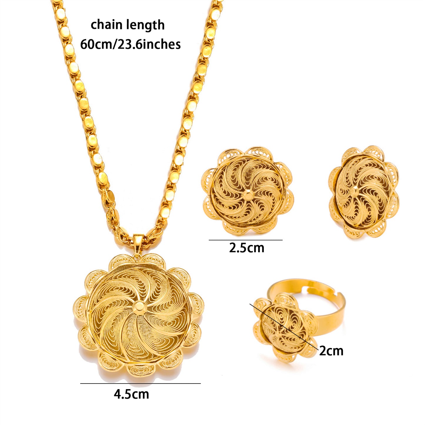 18K Gold Plated Ethiopian Jewelry Sets for Women  Habesha Wedding Bridal Gifts for Women