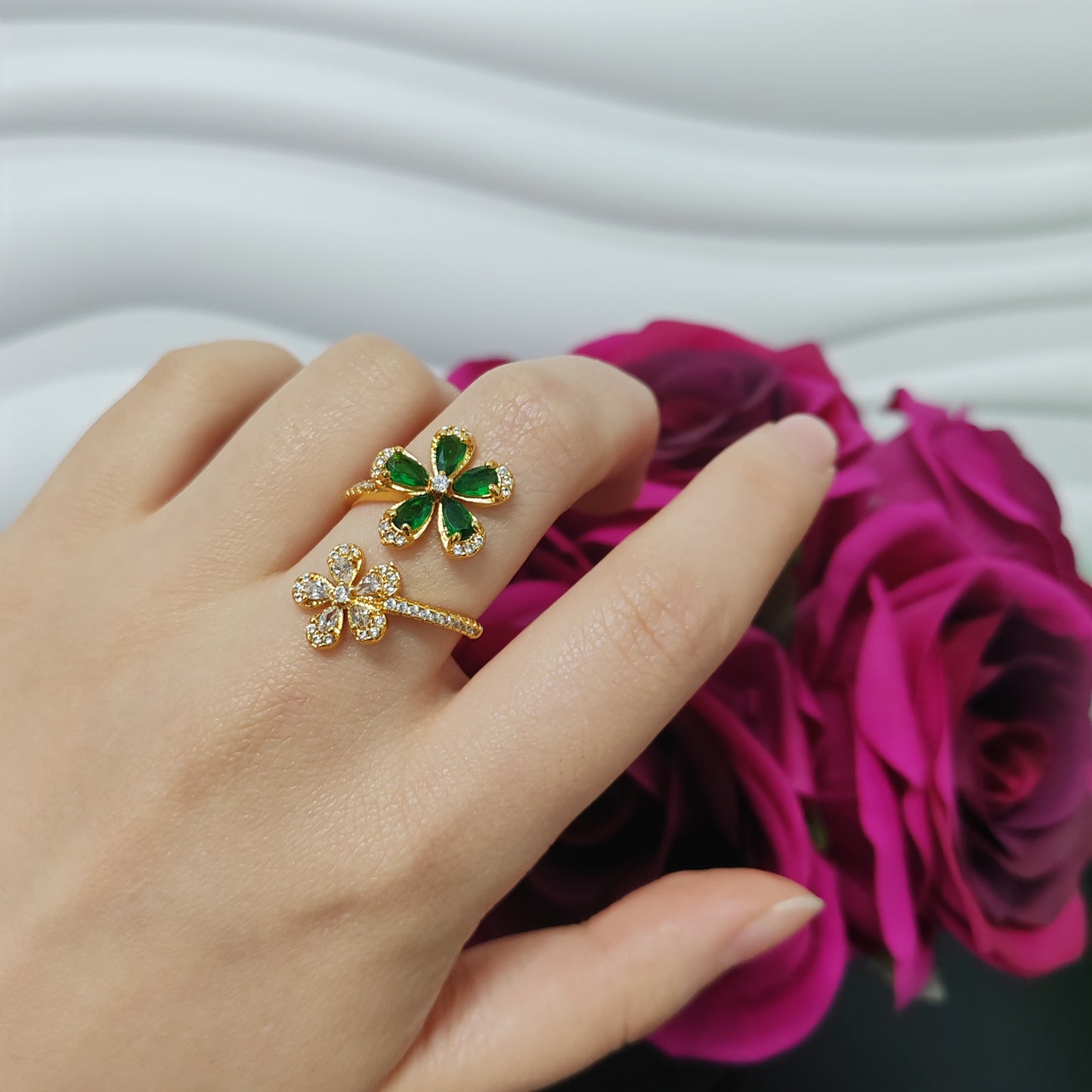 3pcs/bag golden copper ring fashion jewelry for women adjustable size