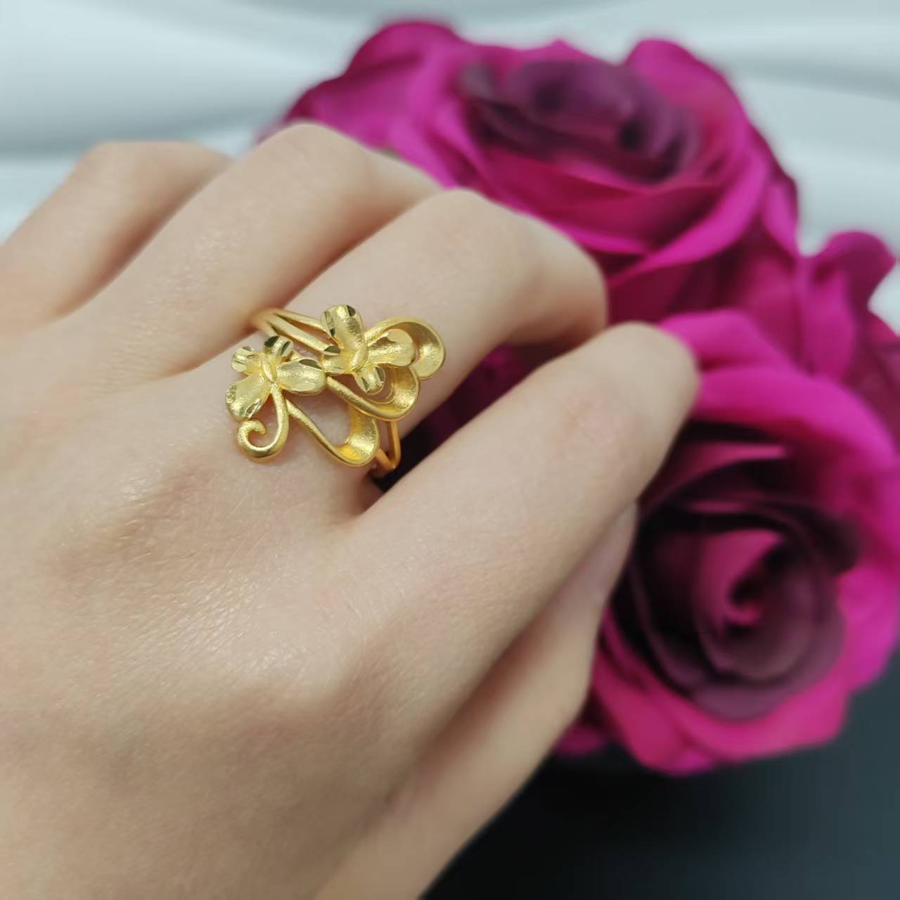 3pcs/lot gold plated big ring adjustable size