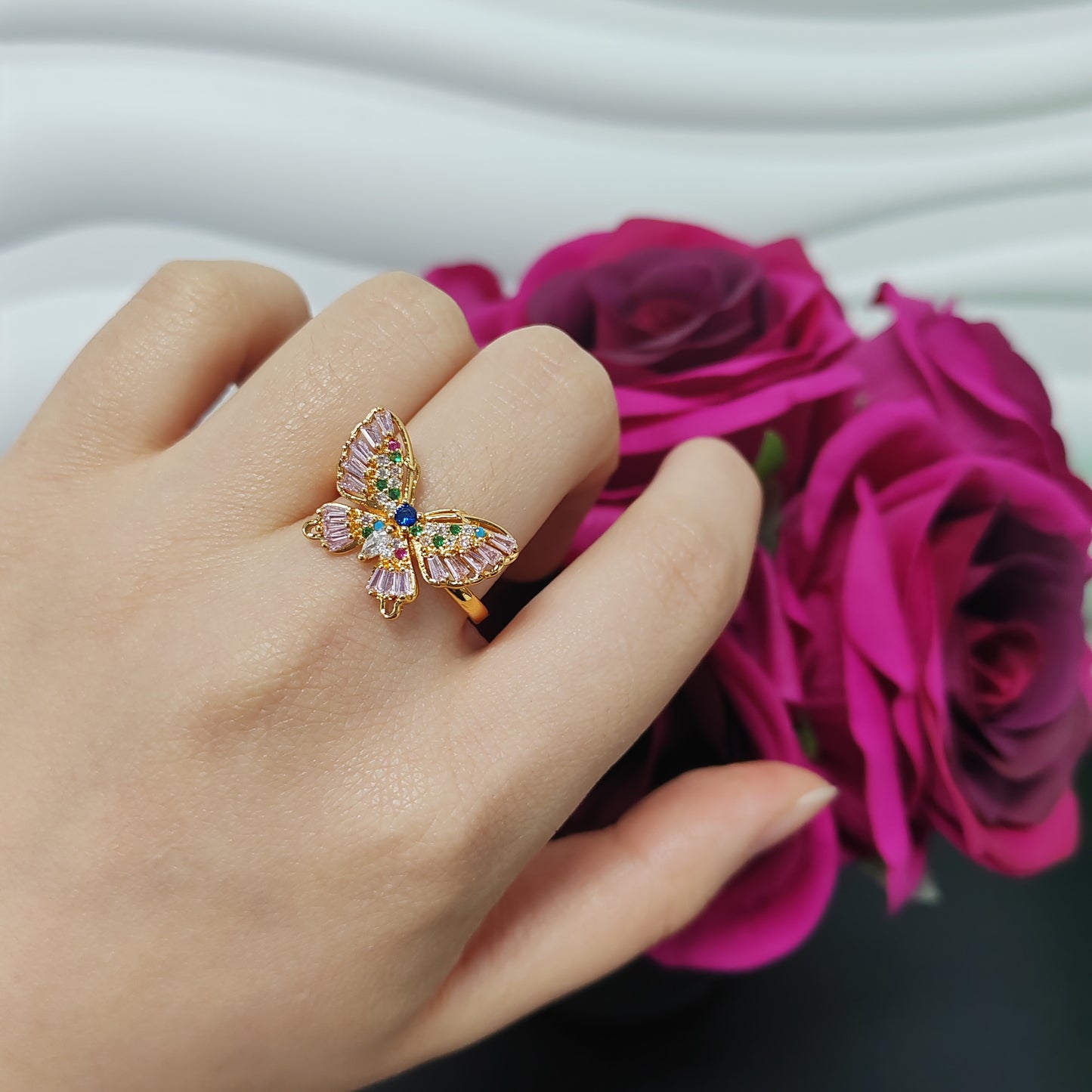 3pcs/bag golden copper ring fashion jewelry for women adjustable size