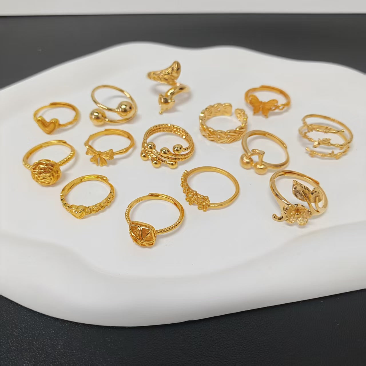 3pcs/lot golden copper women ring adjustable size