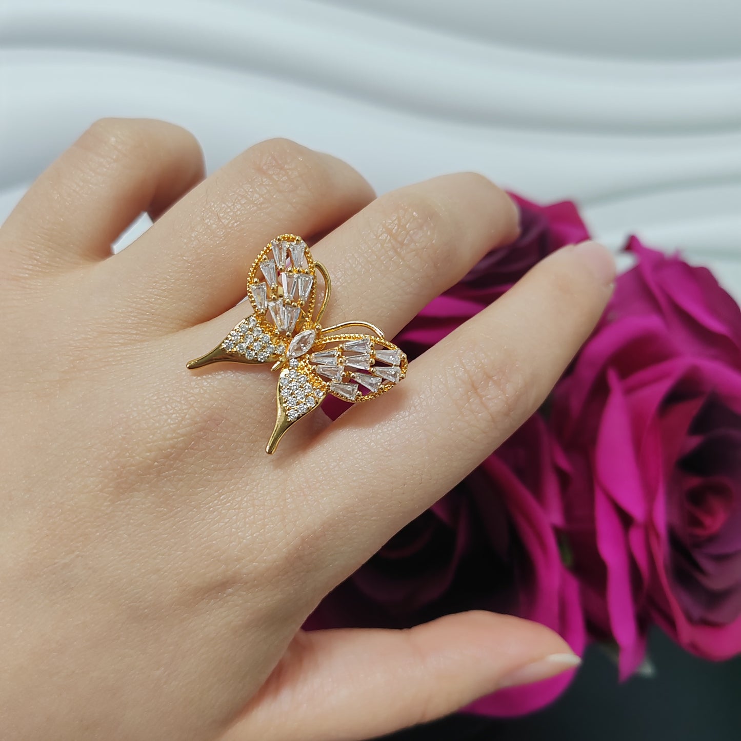 3pcs/bag golden copper ring fashion jewelry for women adjustable size