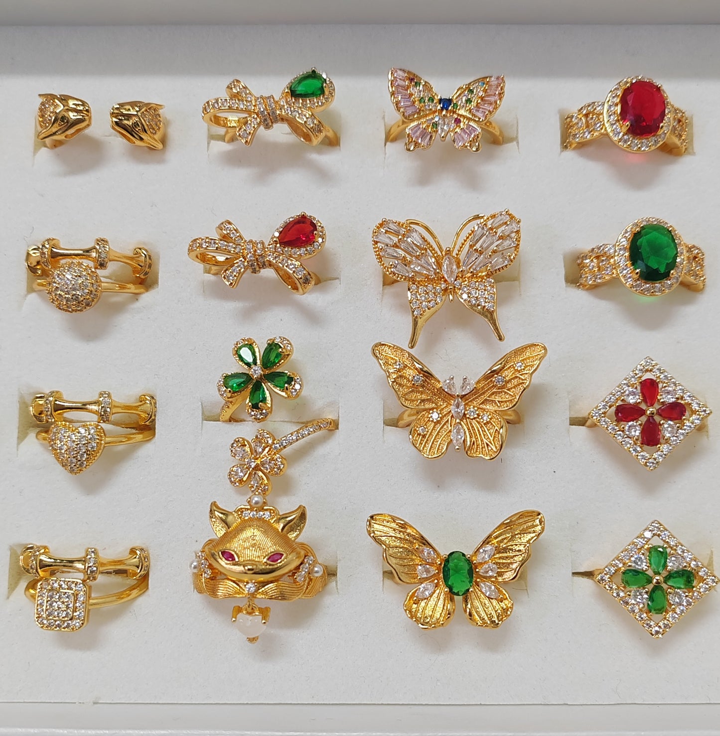 3pcs/bag golden copper ring fashion jewelry for women adjustable size