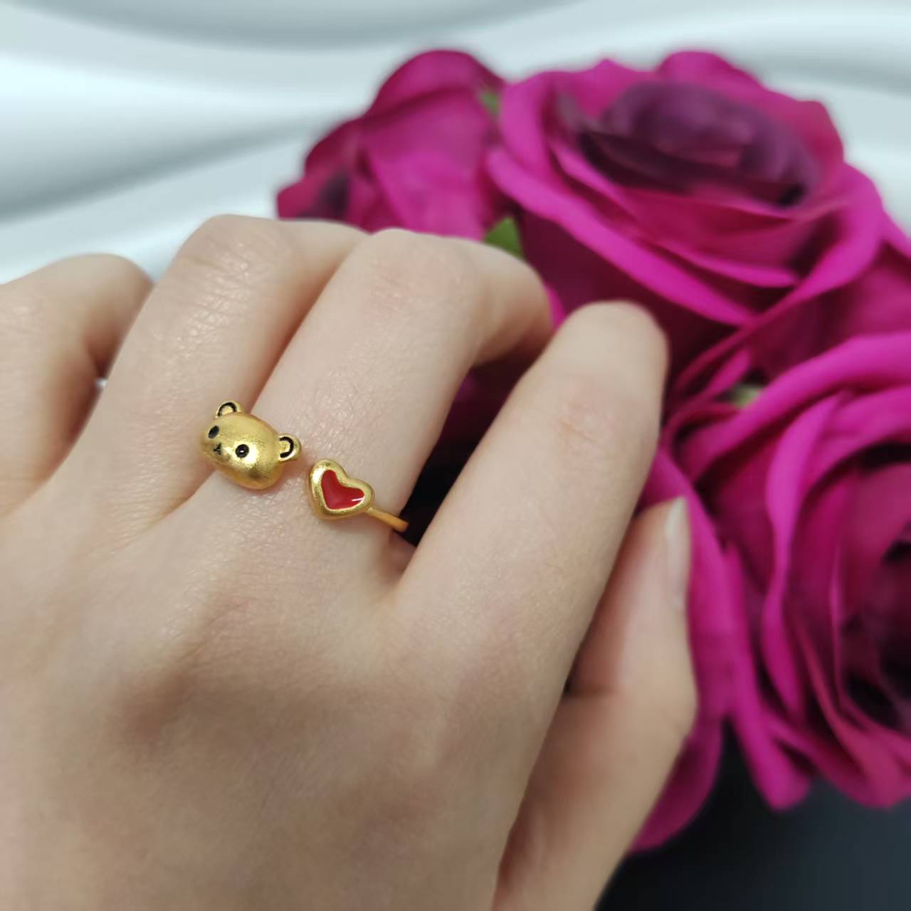 3pcs/bag 24k golden copper ring adjustable size