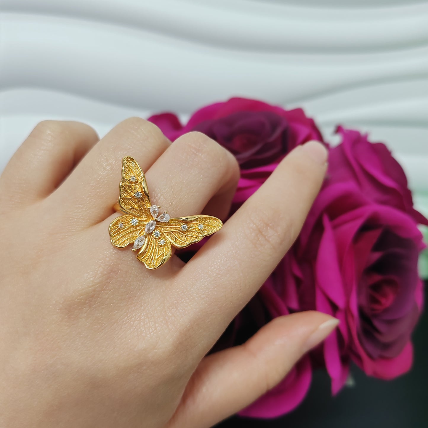 3pcs/bag golden copper ring fashion jewelry for women adjustable size