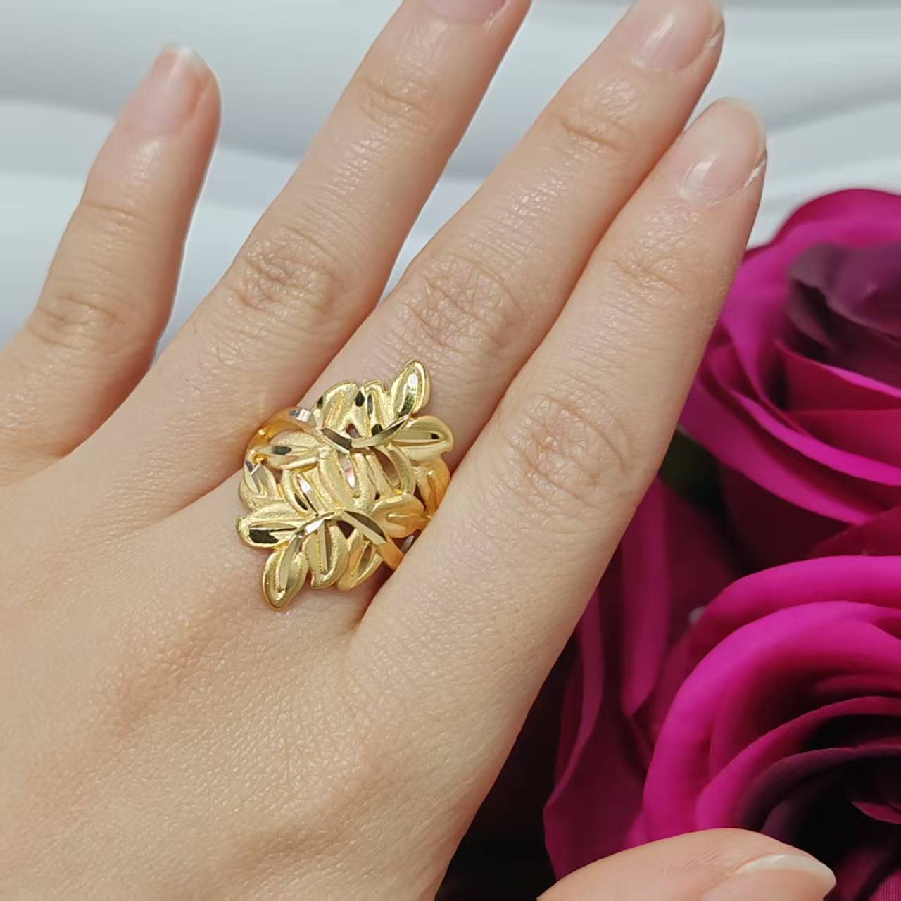 3pcs/lot gold plated big ring adjustable size