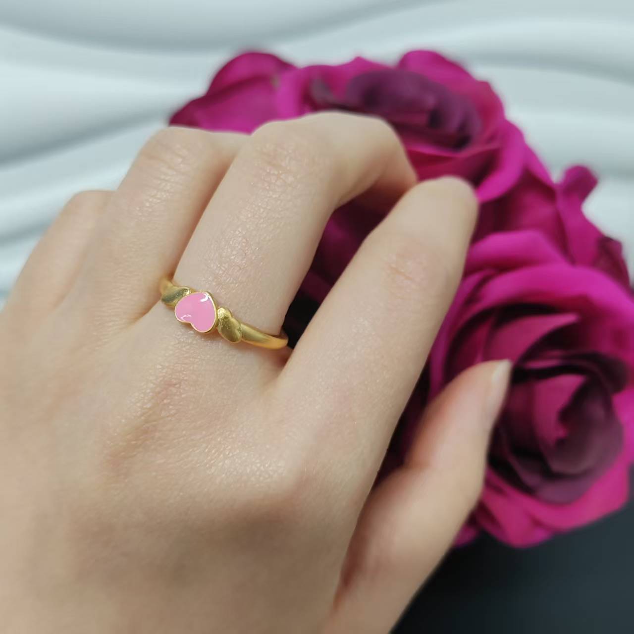 3pcs/bag 24k golden copper ring adjustable size