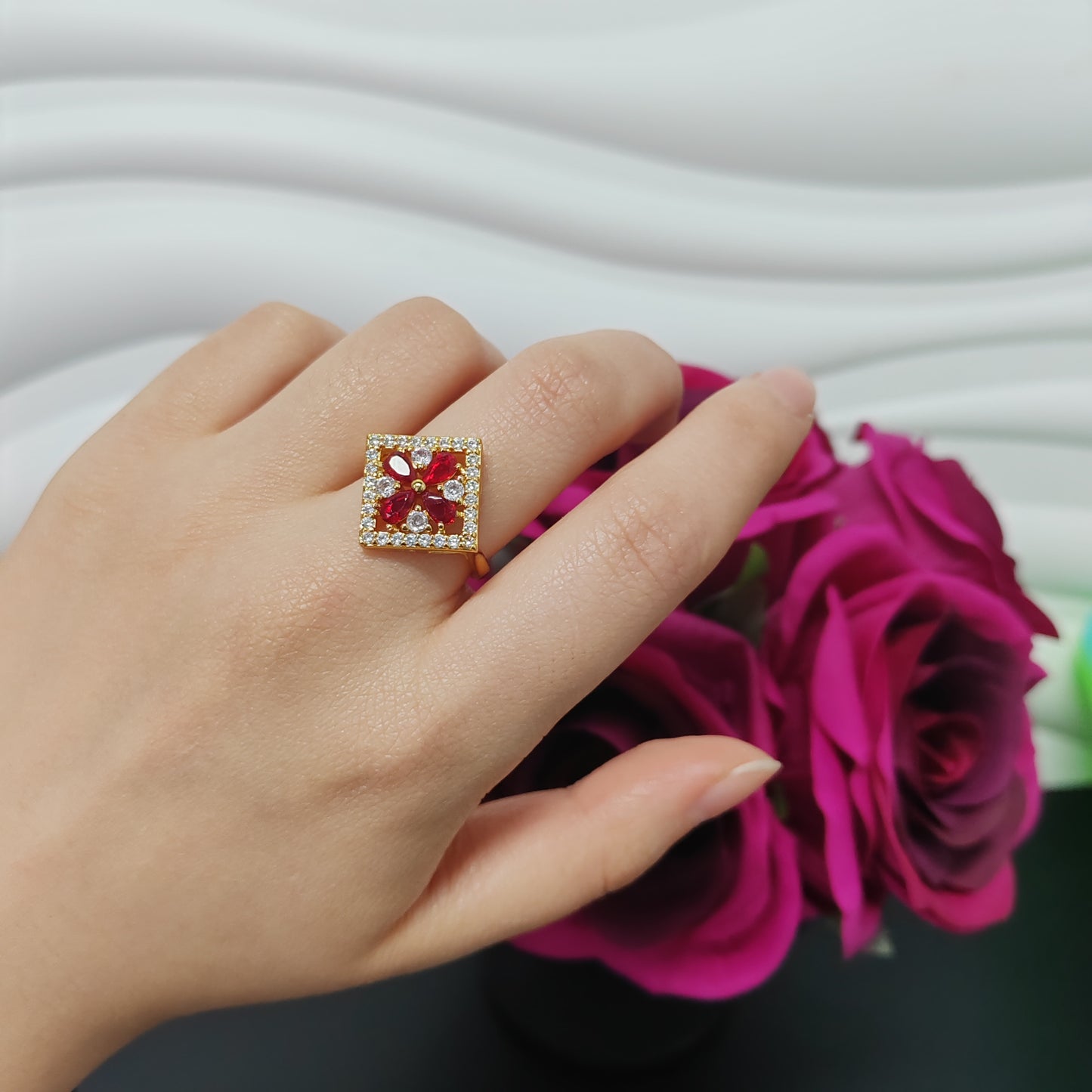 3pcs/bag golden copper ring fashion jewelry for women adjustable size