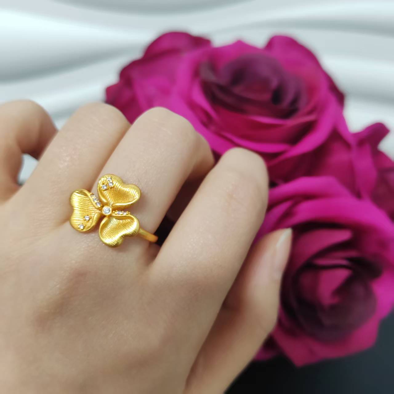 3pcs/bag 24k golden copper ring adjustable size