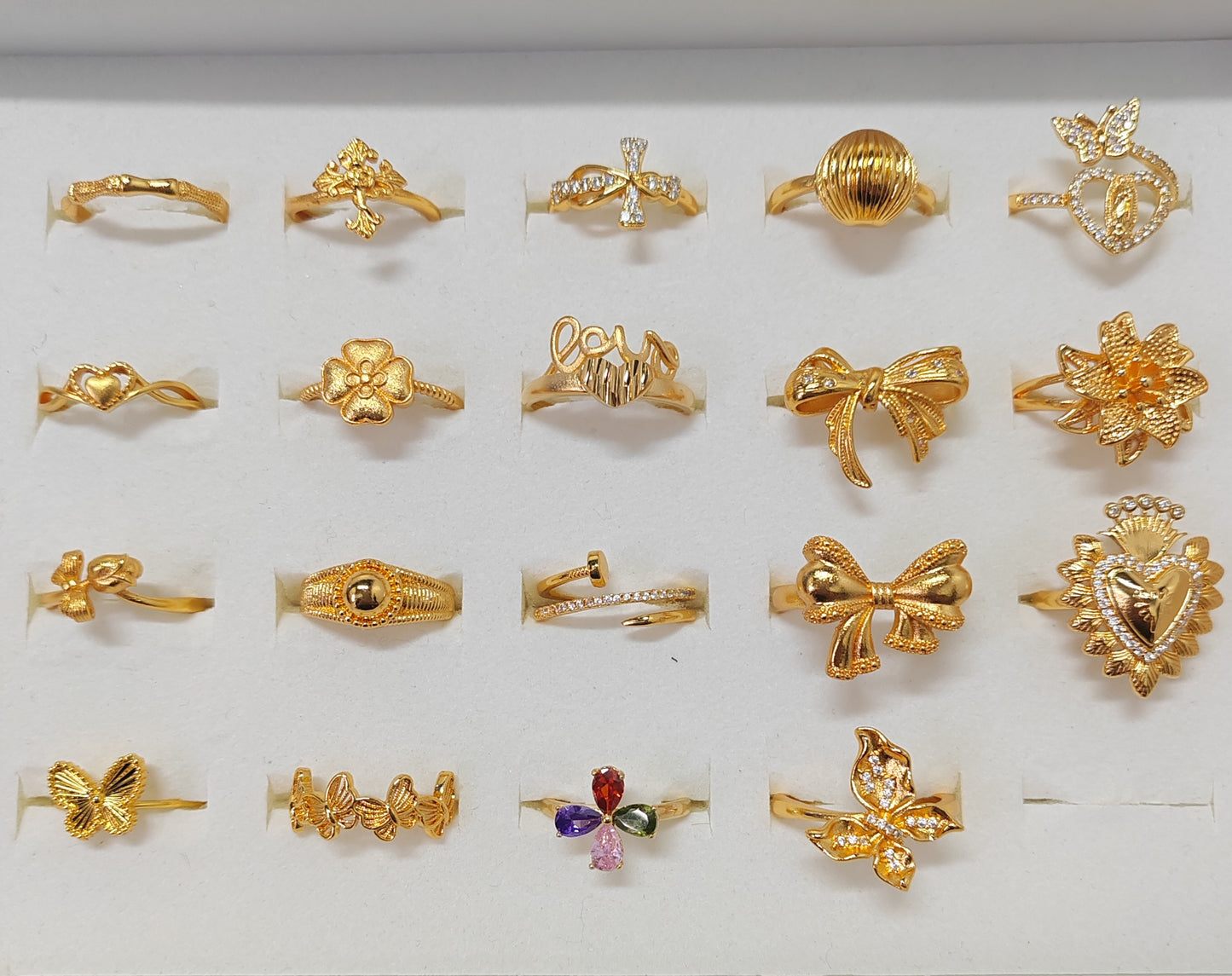 3PCS/bag 24k gold plated copper ring adjustable size