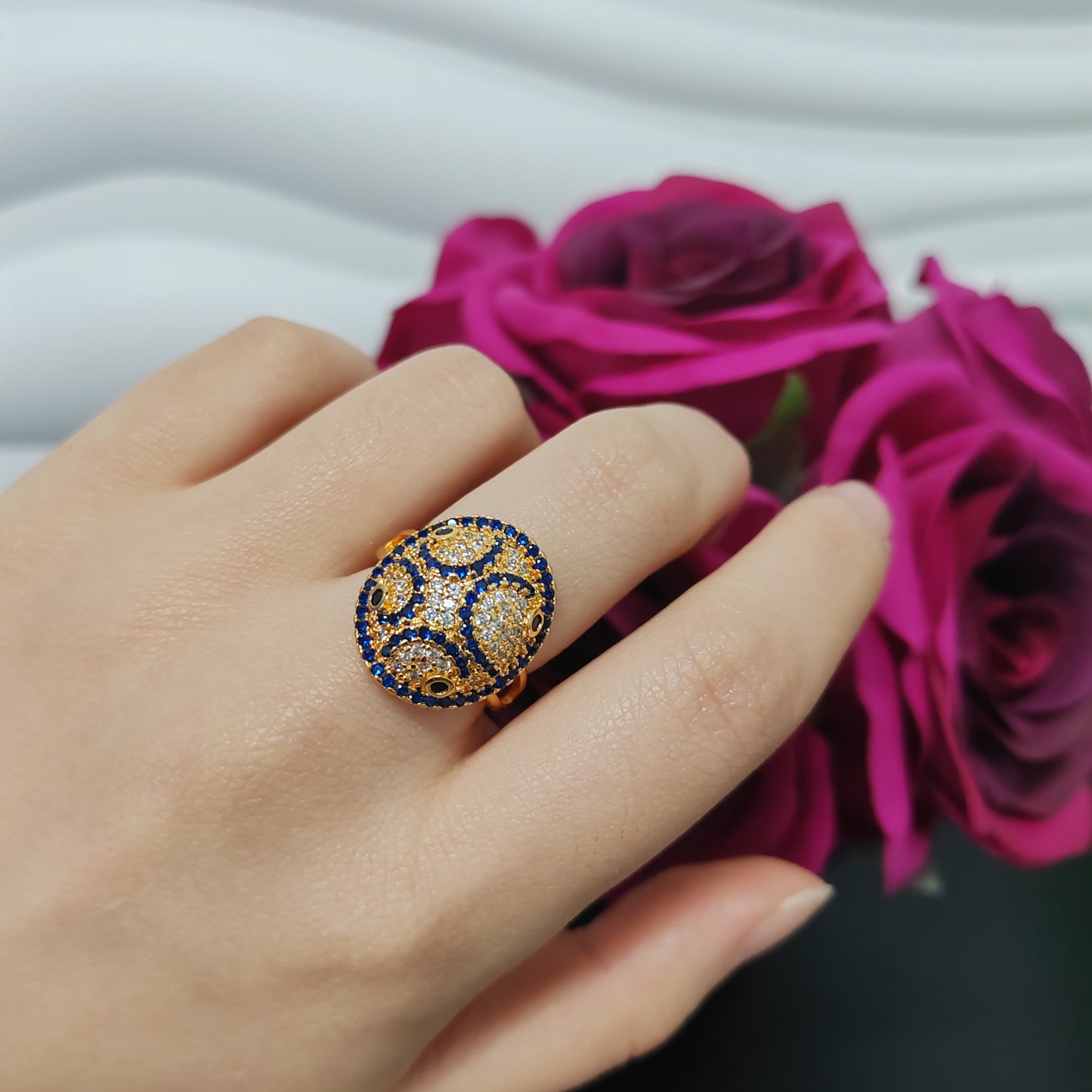 3pcs/bag golden copper ring fashion jewelry for women adjustable size