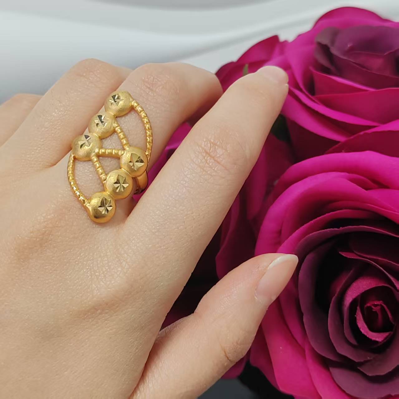 3pcs/lot gold plated big ring adjustable size