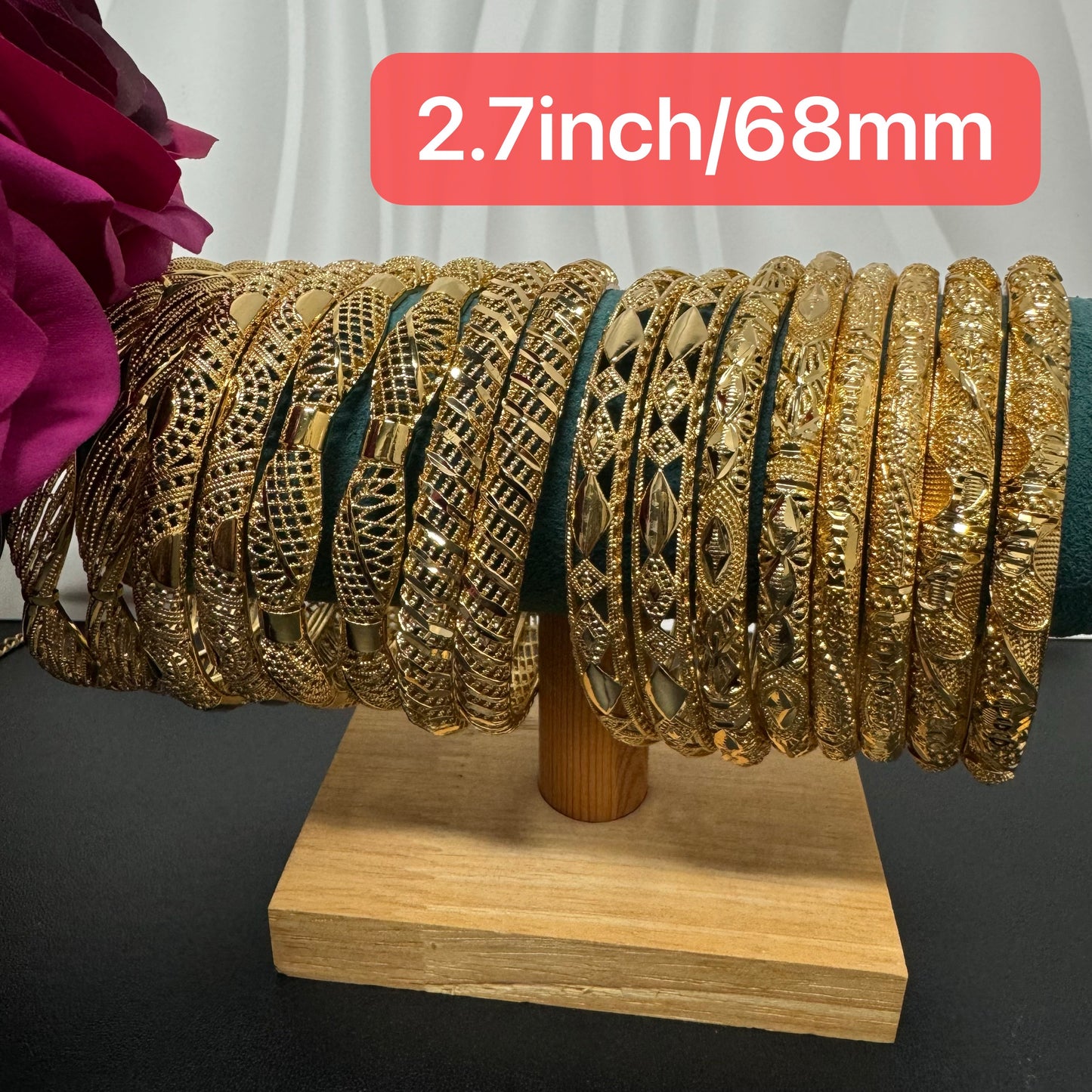 4PCS/Bag 2.7in Large Big Size fixed 18kgp copper bangles bracelets