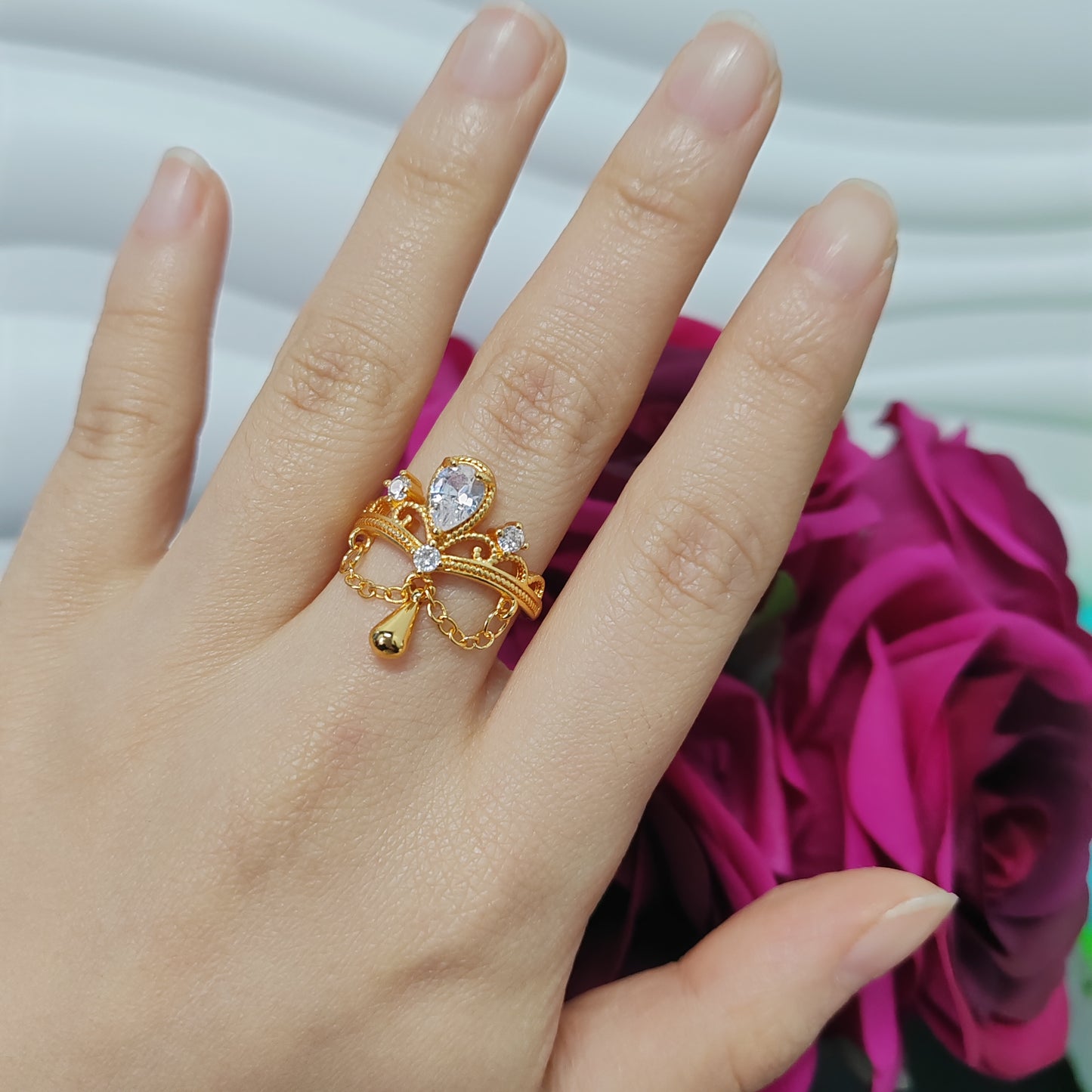 3pcs/bag golden copper ring fashion jewelry for women adjustable size