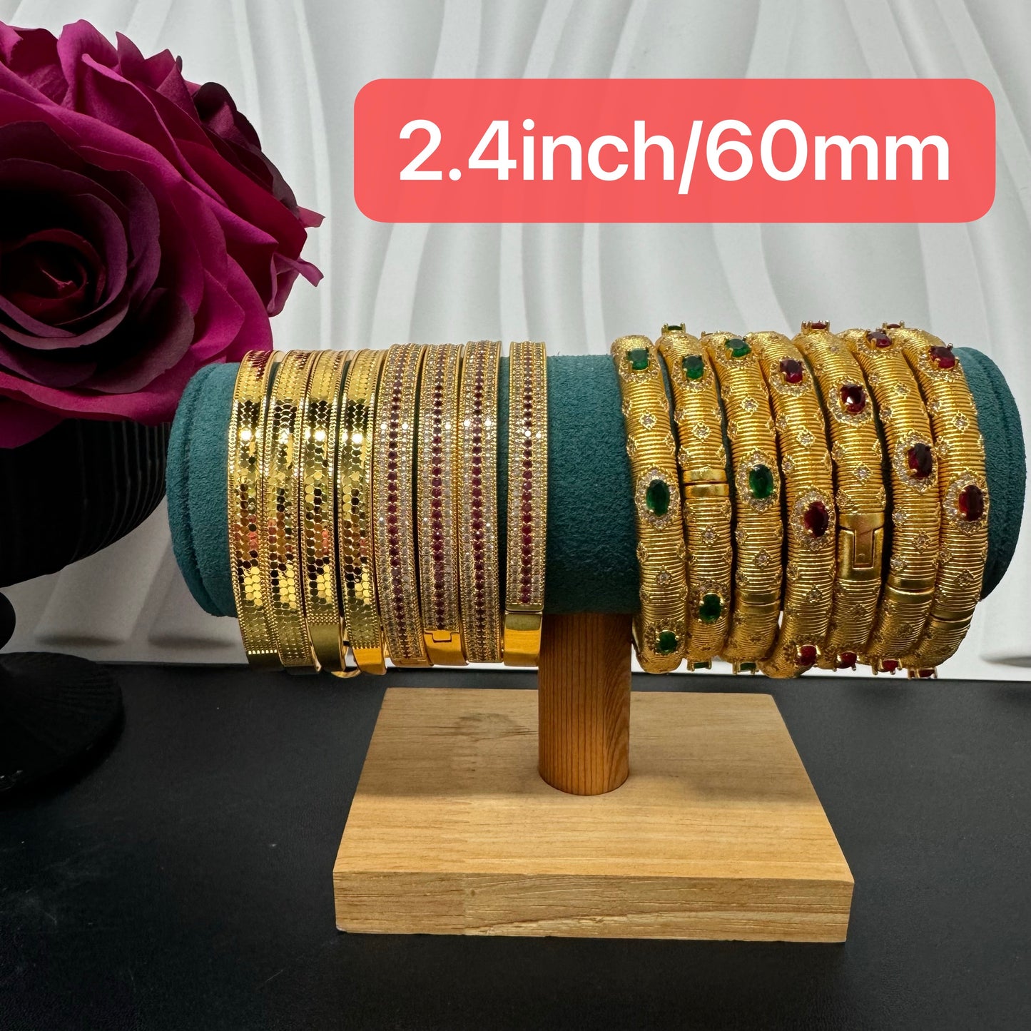 2pcs/pack Ethlyn Openable 24KGP Copper Bangles Wholesale