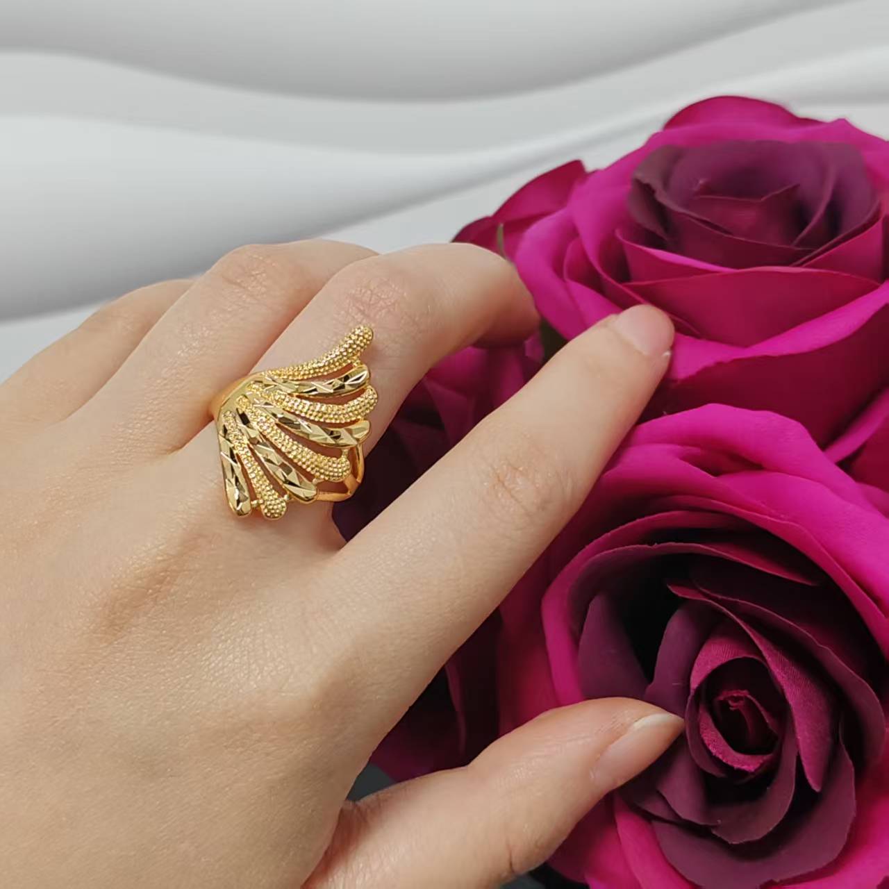 3pcs/lot gold plated big ring adjustable size