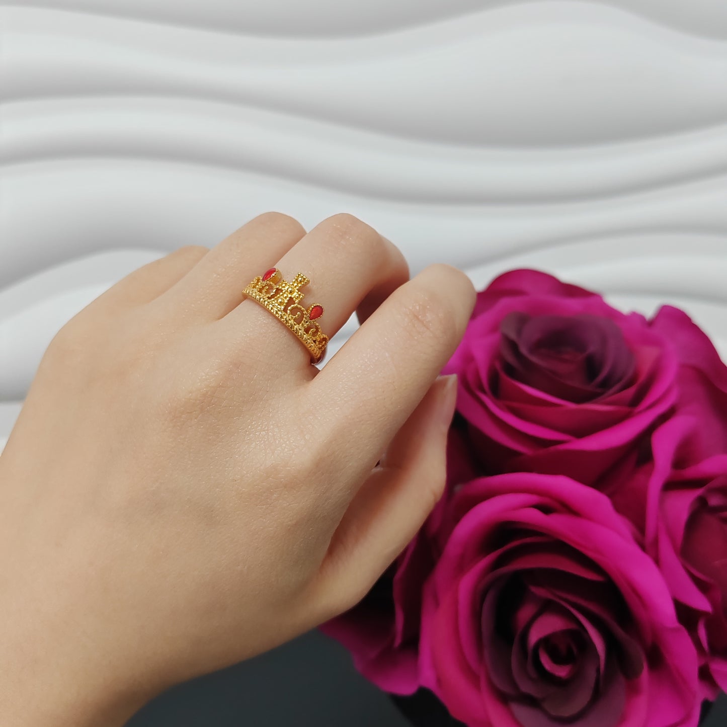 3pcs/bag 24k golden copper ring adjustable size