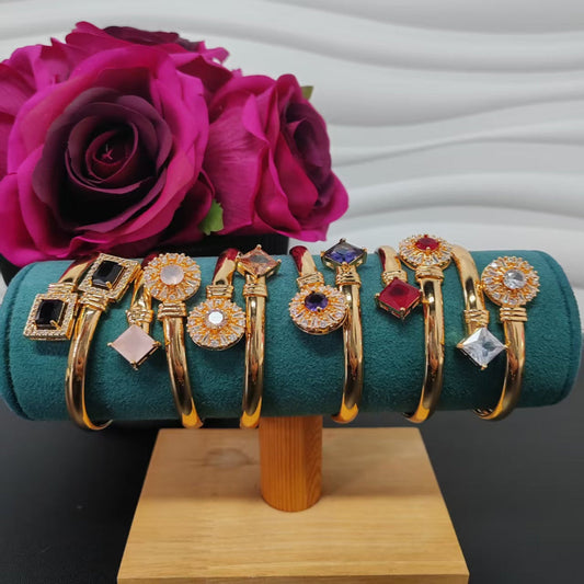 2pcs/bag 24KGP Copper openable size bangles