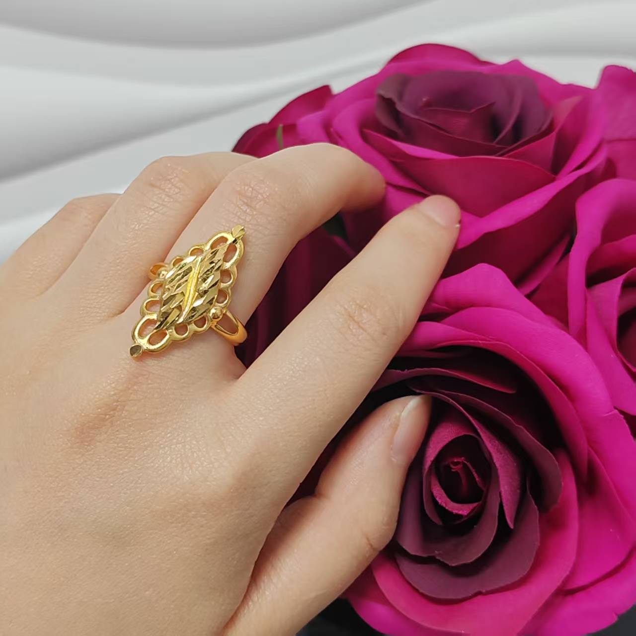3pcs/lot gold plated big ring adjustable size