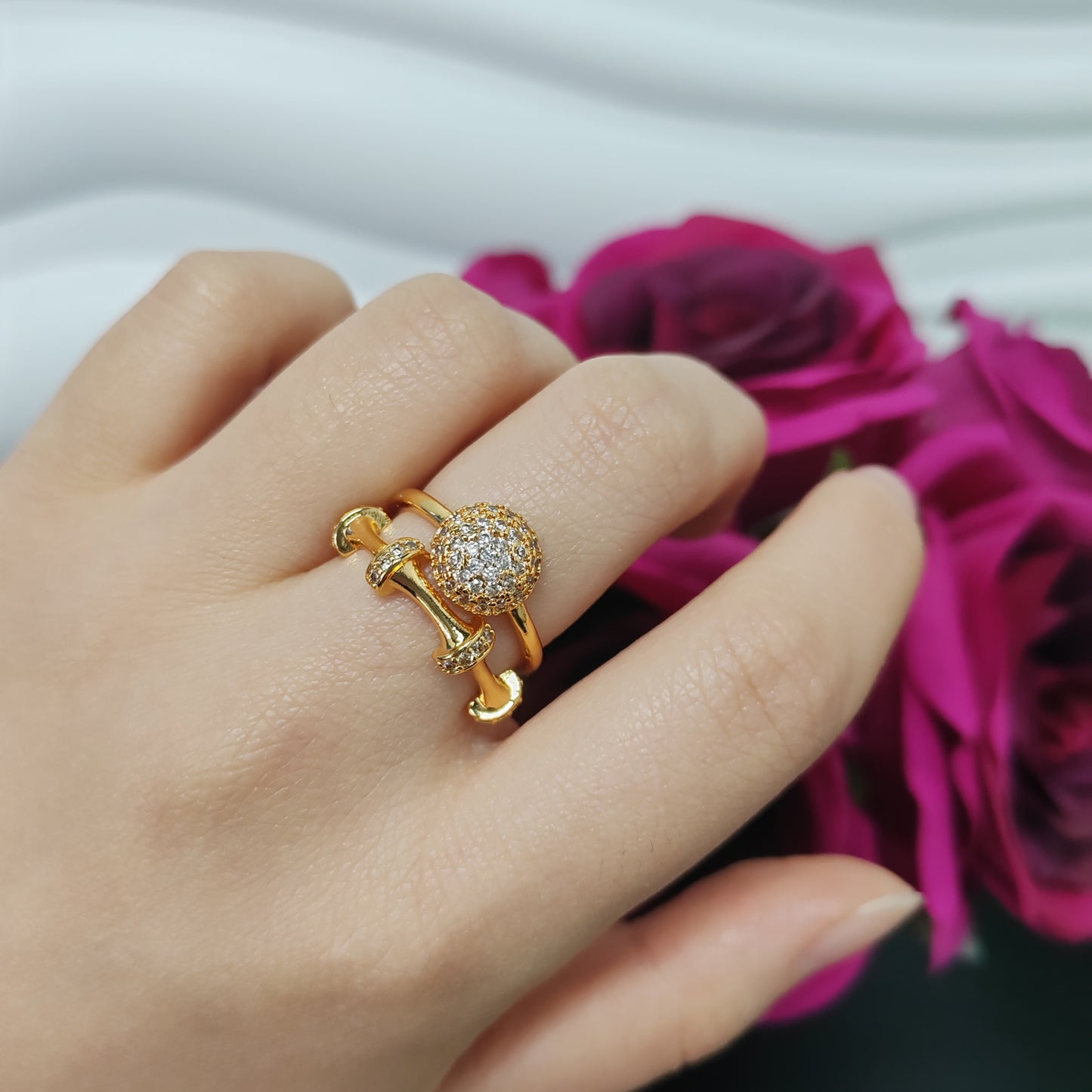 3pcs/bag golden copper ring fashion jewelry for women adjustable size