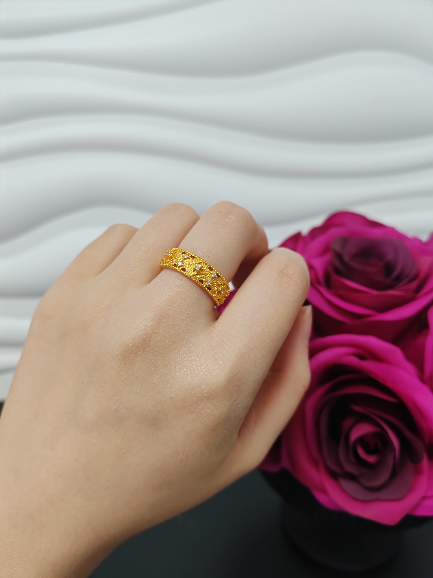 3pcs/bag 24k golden copper ring adjustable size