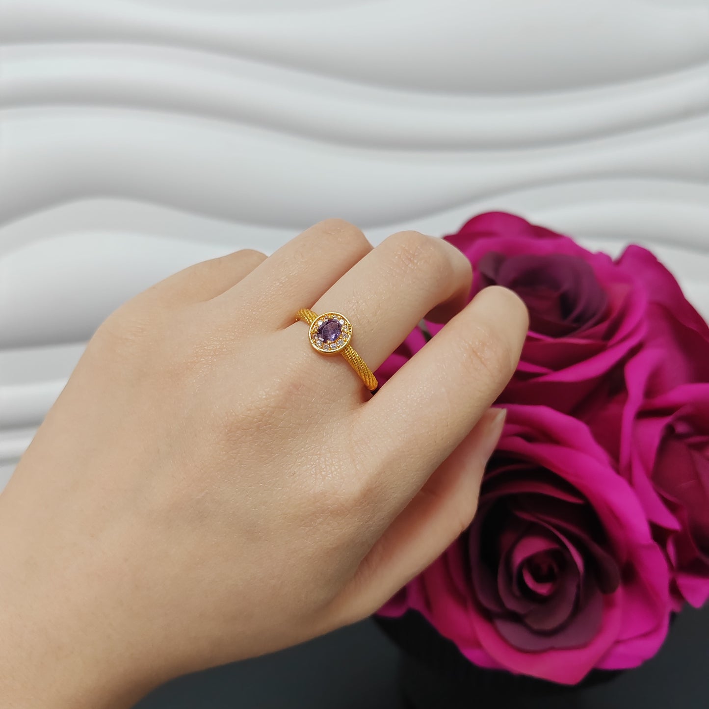 3pcs/bag 24k golden copper ring adjustable size