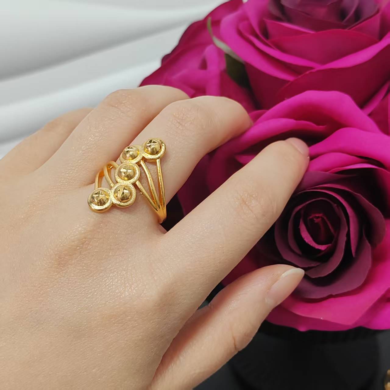 3pcs/lot gold plated big ring adjustable size