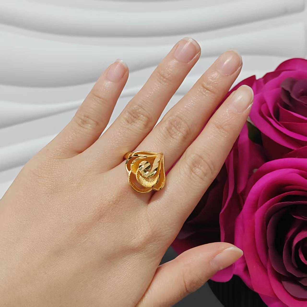 3pcs/bag 24k gold plated adjustable ring
