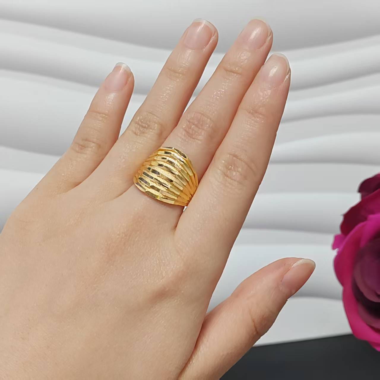 3pcs/bag 24k gold plated adjustable ring