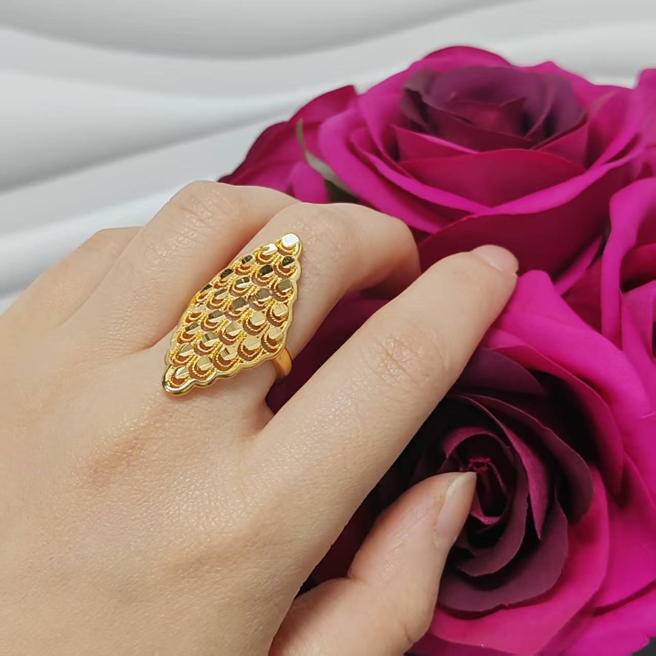 3pcs/lot gold plated big ring adjustable size