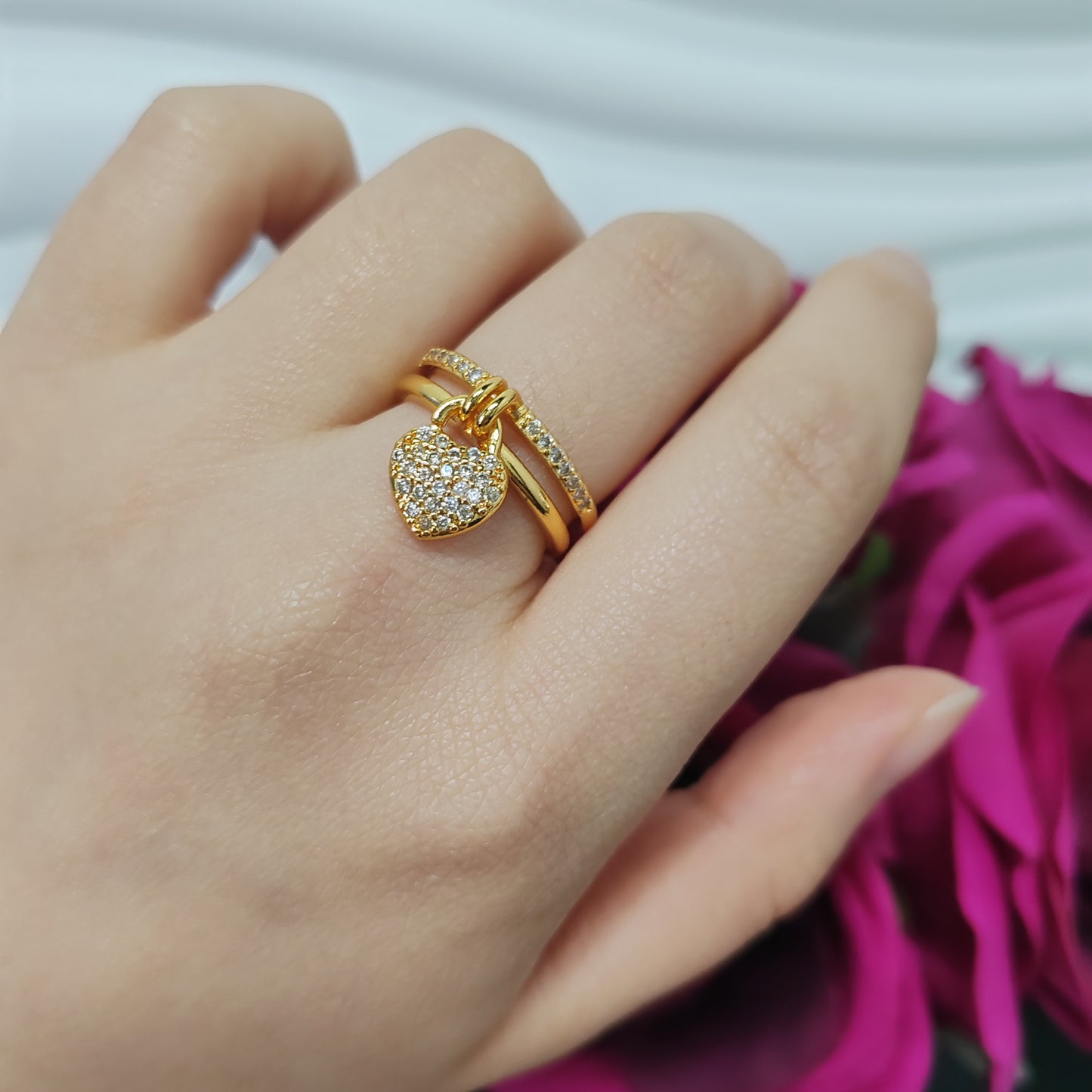 3pcs/bag golden copper ring fashion jewelry for women adjustable size